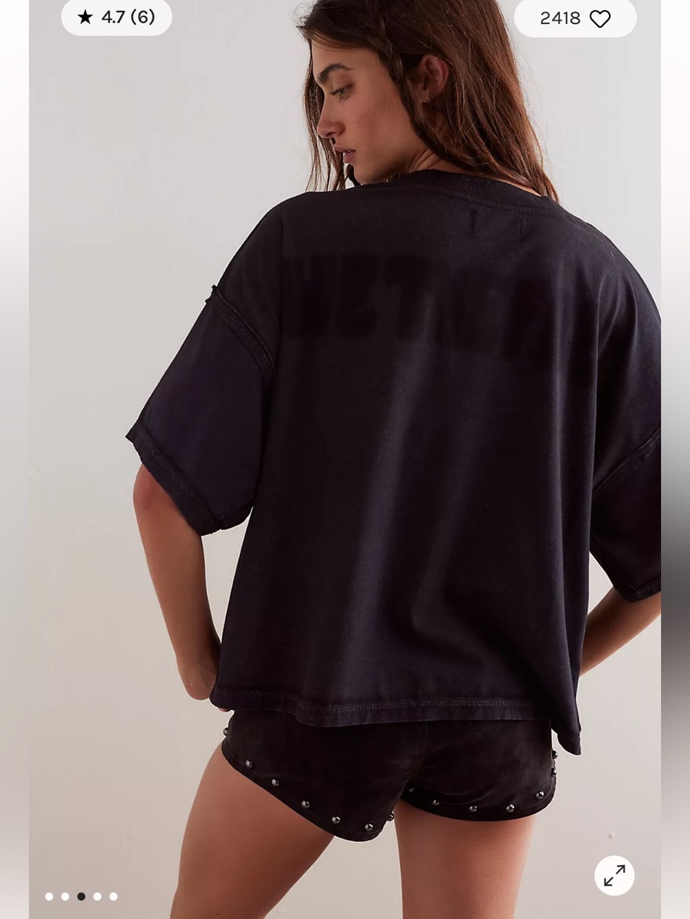 Free People We The Free So Into You Tee Medium Black Star Combo NWT Tunic Top - Picture 4 of 12